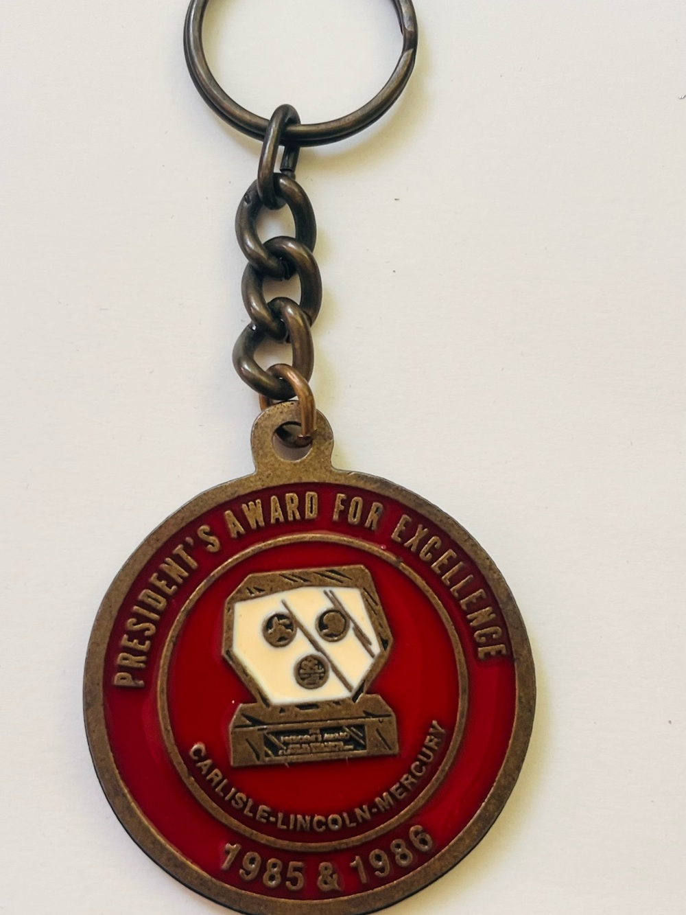 Vintage President's Award For Excellence Keychain - Red & Brass